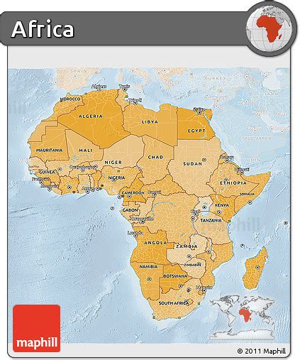 Free Political Shades 3D Map Of Africa Lighten