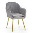 Lot De Chaises Avec Accoudoirs En Velours Gris Edwige Cdiscount Maison