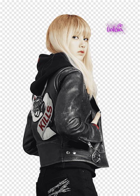 Blackpink Lisa Woman Wearing Black Leather Jacket Png Pngegg