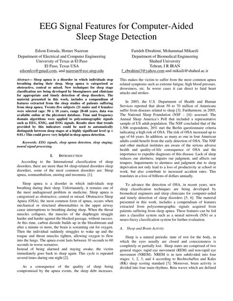 (PDF) EEG signal features for computer-aided sleep stage detection