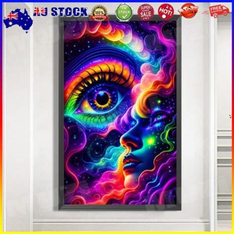 Au D Diy Full Round Drill Diamond Painting Colorful Cloud Eye Home