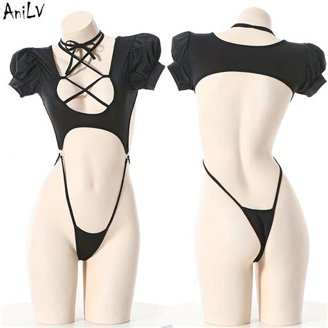 Anilv Body De Manga Abullonada De Anime Para Mujer Tirantes Cruzados