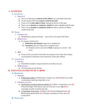 Criminal Law Outline BASIC PRINCIPLES I Principles Of Punishment A