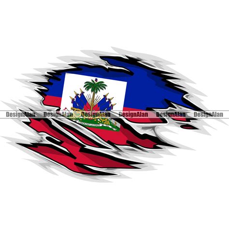 Haiti Haitian Creole Flag Torn Tear Ripped Through Fabric Wall Travel ...