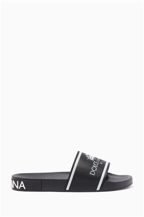 Shop Dolce And Gabbana Red Crown Logo Slides For Men Ounass Uae Men