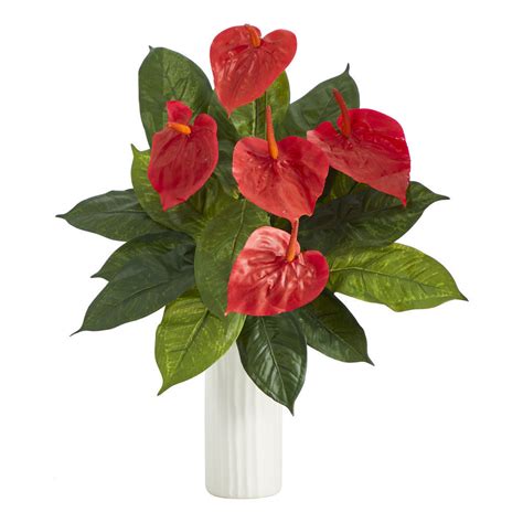 Nearly Natural 23 Anthurium Artificial Plant Artificial Plant In White