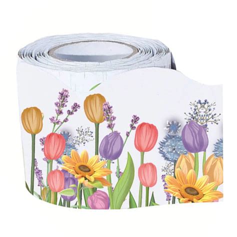 BNNG 16 Feet Spring Bulletin Board Borders Tulips Flower Border Trim
