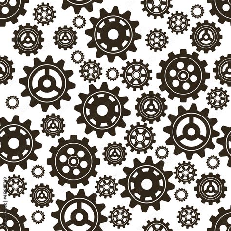 Gears seamless pattern. Vector drawing of factory gear wheels ...