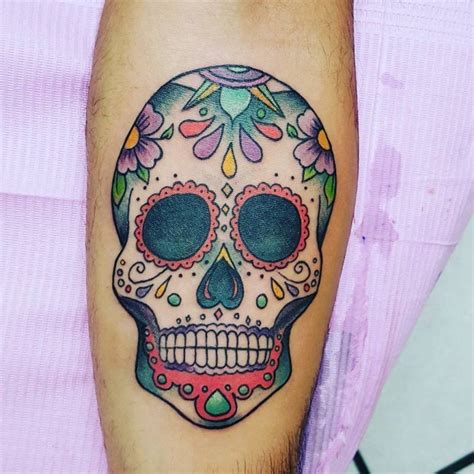 27 Colorful Sugar Skull Tattoo Designs and Meanings - TattoosWin