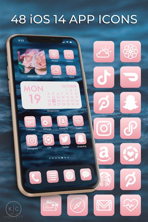 Ios Icons Pink Pink App Icons Ios Aesthetic Iphone Etsy App