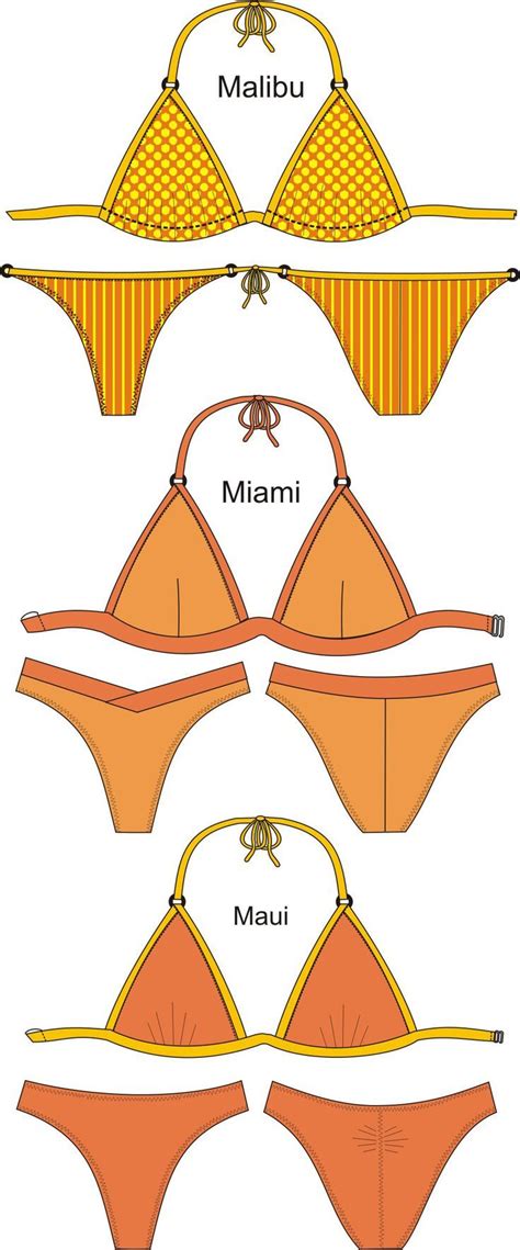 Sewing Patterns For The Classic Triangle Bikini Tops And Tangas Bottoms In Seven Sizes
