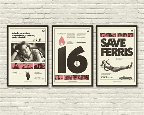 JOHN HUGHES Inspired Poster Series, the Breakfast Club, Sixteen Candles ...