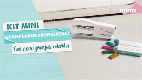 Kit Mini Grampeador Profissional 1000 Grampos Coloridos Mimo