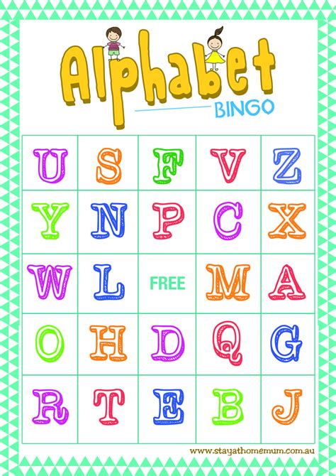 Alphabet Bingo Free Printable - Stay At Home Mum - Free Printable