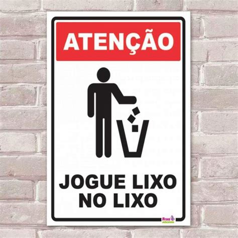 Placa Decorativa Sinalização Lixo no Lixo