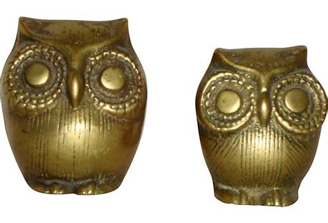 Brass Owls Pair Owl Decor Home Decor