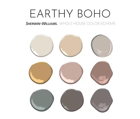 Earthy Boho Sherwin Williams Paint Palette Interior Paint Etsy House