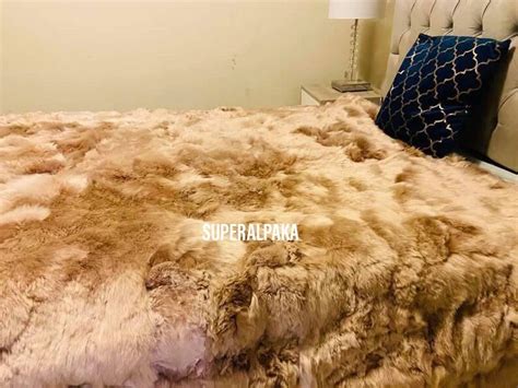 Beige Alpaca Fur Bedspread Super Alpaka Home Decor Superalpaka