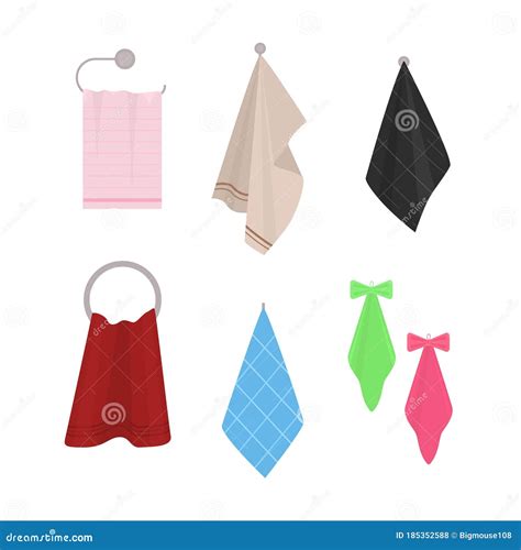 Cartoon Color Hand And Bath Fabric Towels Set Vector Stock Vector