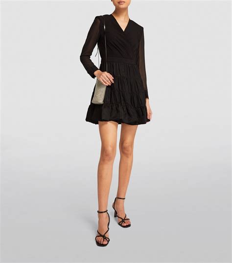 Womens Sandro Black Ruffled Mini Dress Harrods Uk