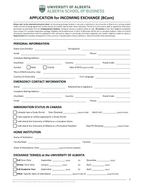 Fillable Online Incoming Undergrad Exchange Application Form NEW Docx