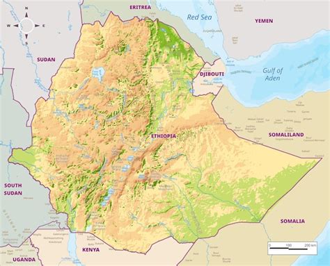 Premium Vector Physical Map Of Ethiopia Vector Illustration