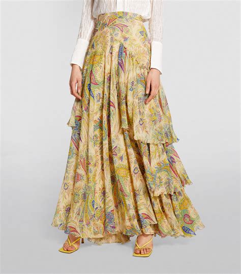 Etro Yellow Silk Paisley Maxi Skirt Harrods Uk