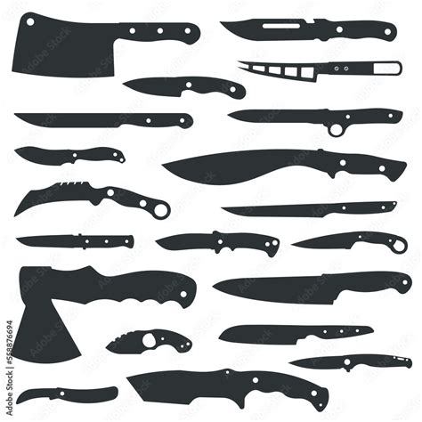 Different types of knife - for kitchen, folding, combat, hunting ...