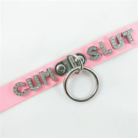 CUM SLUT Rhinestone Mature Bdsm Collar Fetish Kinky Ddlg Adult Etsy UK