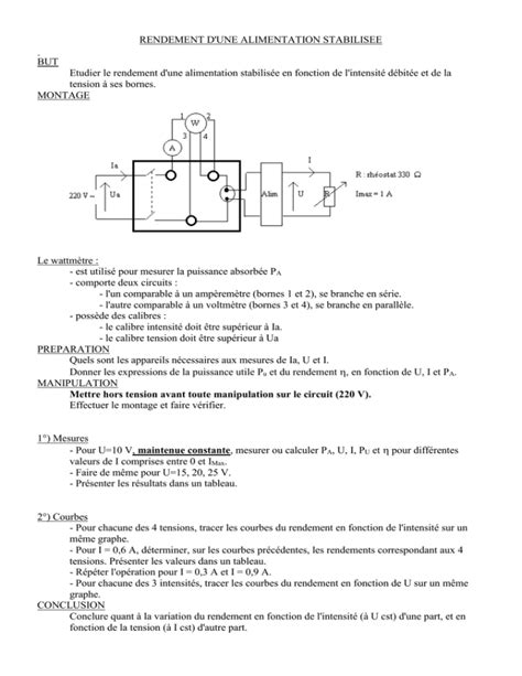 Rendement D Une Alimentation Stabilisee