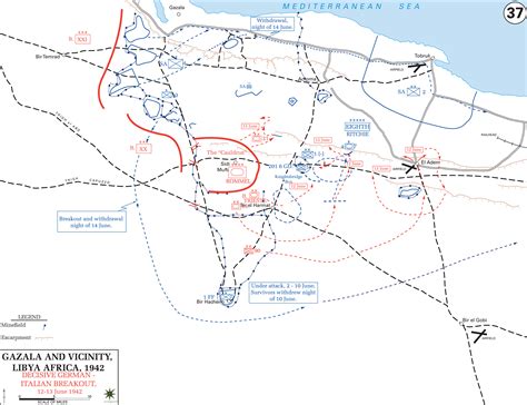 Map of WWII - Gazala, Libya, North Africa - June 1942