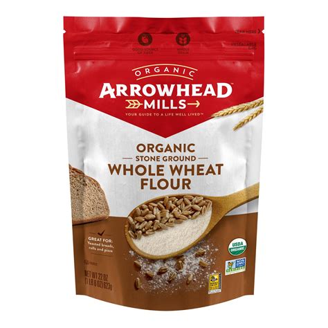 Arrowhead Mills Organic Stone Ground Whole Wheat Flour 22 Oz Bag Pack Of 6