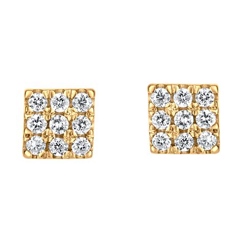 Diamond Gold Square Earrings At 1stdibs