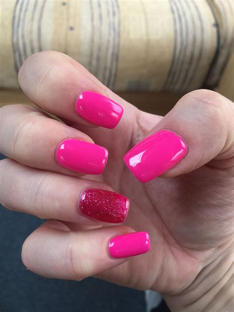 Hot Pink Nails In Nails Pink Nails Acrylic Nails Coffin Short