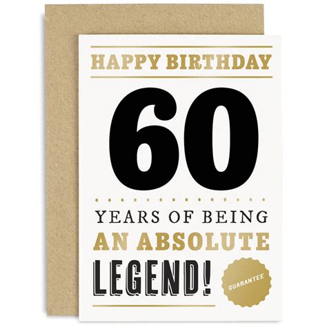 Old English Co Funny 60th Birthday Card For Men Women 60 Years Abso