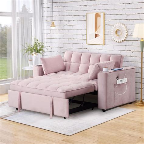 Eafurn In Convertible Sleeper Sofa Bed Modern Velvet Loveseat W