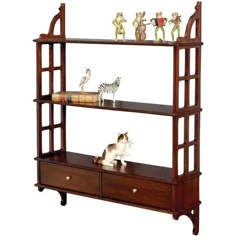 Mahogany Wall Shelf With Drawers