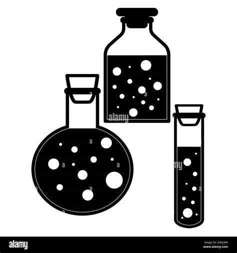 Chemical Test Tubes Vector Icons Set Of Three Minimalist Flat