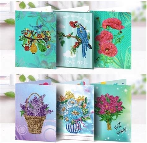 Cards Crafts Diamond Painting Kaarten Wenskaarten Set Van Bloemen