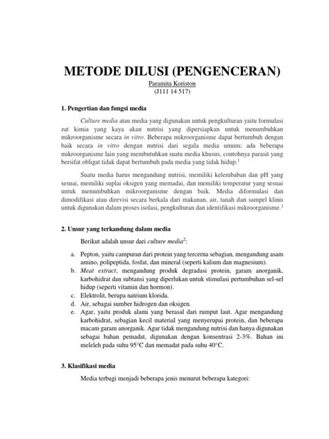 Metode Dilusi Pengenceran Pdf