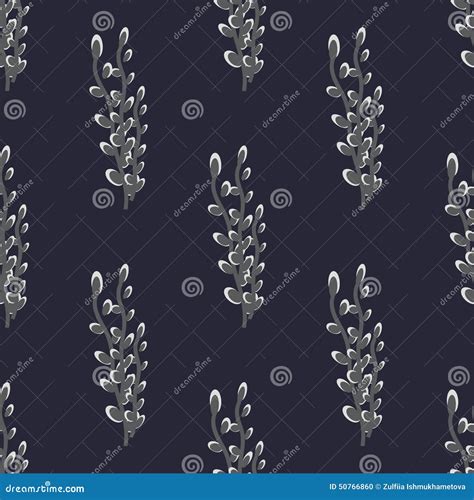 Seamless Pattern With Pussy Willow Branches Stock Vector Illustration Of Ideas Culture