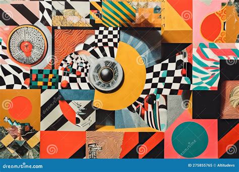 A Collage Of Optical Illusions Bringing Together A Variety Of Shapes