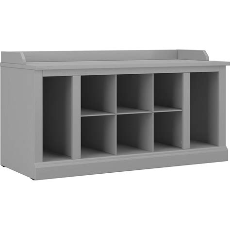 Woodland W Shoe Storage Bench With Shelves In Cape Cod Gray