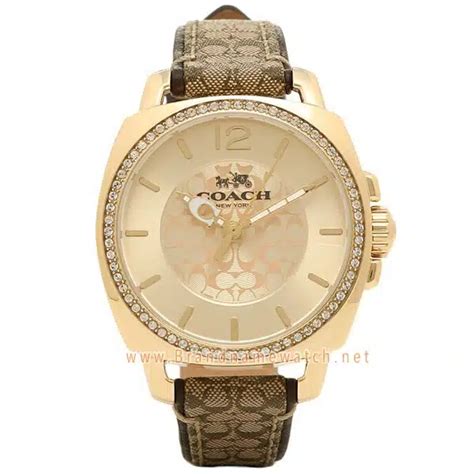 Coach Boyfriend Signature Fabric Leather 34MM Gold Tone Glitz Women ...