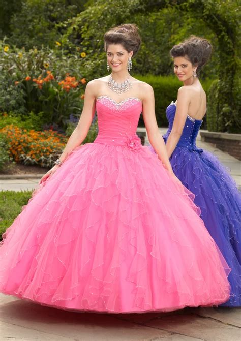 Hot Pink Quinceanera Dresses Ball Gowns Sweet 16 Dressess Tiered