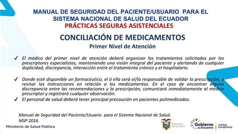 Manual De Seguridad Paciente Msp Ecuadorptx Ppt