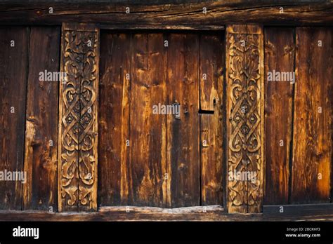 Viking Door With Its Symbols Stock Photo Alamy