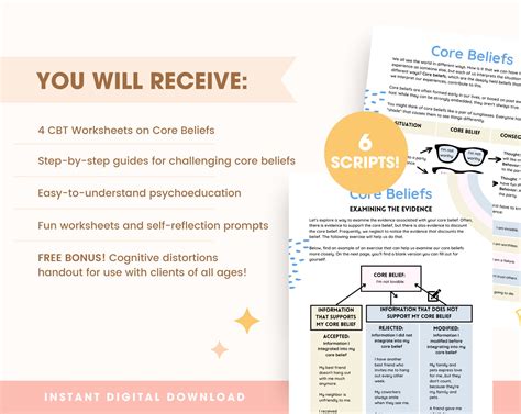 CBT Worksheets: Core Beliefs Therapy Worksheet for Teens and Adults ...