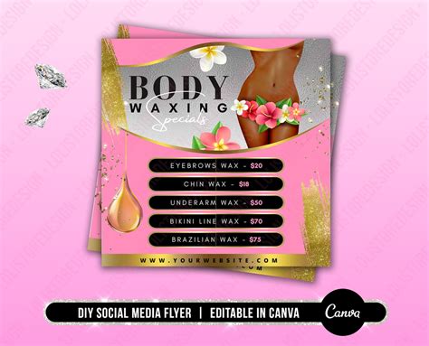 DIY Body Waxing Price List Flyer Waxing Services Flyer Wax Etsy