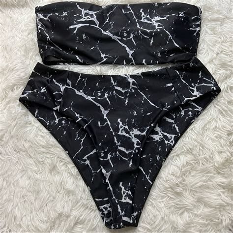 SHEIN Swim Shein High Waisted Marbled Bikini Poshmark